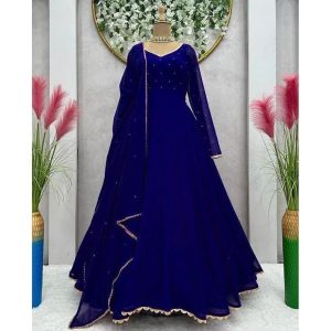 Georgette plain heavy flair party wear Gown