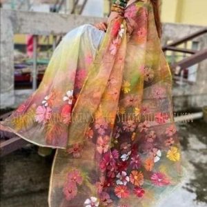 Half Silk Hand Print Sharee