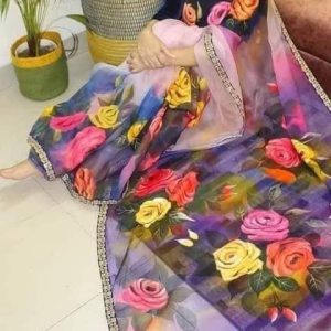 Half Silk Hand Print Sharee