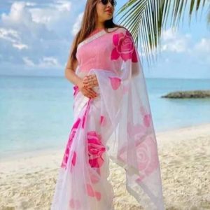Half Silk Hand Print Sharee