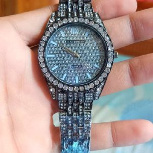Men's Womens Round Silver White Gold Radium Dial Wrist Watch Band Luxury