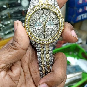 Men's Womens Round Silver White Gold Radium Dial Wrist Watch Band Luxury