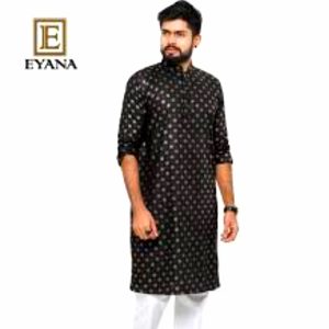 Printed Linen Semi-long Panjabi