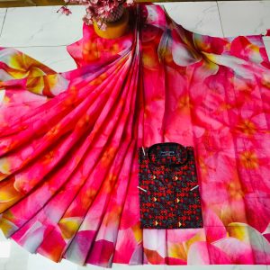 চান্দুরী ডিজিটাল প্রিন্টের শাড়ি এবং পাঞ্জাবি কাপল ড্রেস