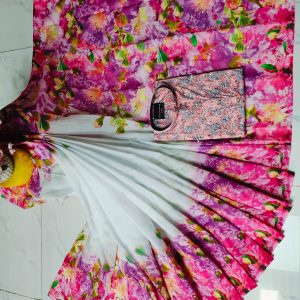 চান্দুরী ডিজিটাল প্রিন্টের শাড়ি এবং পাঞ্জাবি কাপল ড্রেস
