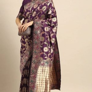 ব্লাউজ পিস সহ প্রিন্টেড সিল্ক শাড়ি