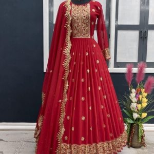রেডিমেড জর্জেট এমব্রয়ডারি পার্টি ড্রেস