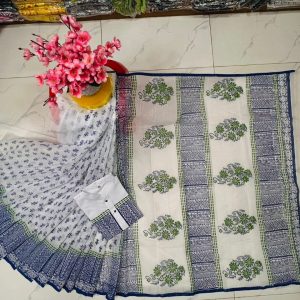 হাফ সিল্ক ব্লক প্রিন্ট কাপল সেট