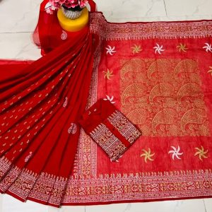 হাফ সিল্ক ব্লক প্রিন্ট কাপল সেট