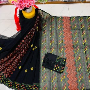 হাফ সিল্ক ব্লক প্রিন্ট কাপল সেট