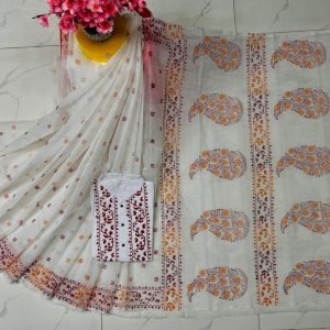 হাফ সিল্ক ব্লক প্রিন্ট কাপল সেট