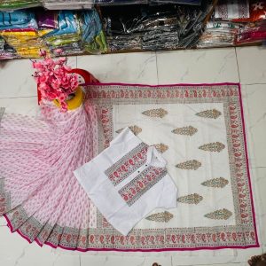 হাফ সিল্ক ব্লক প্রিন্ট কাপল সেট