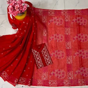 হাফ সিল্ক ব্লক প্রিন্ট কাপল সেট