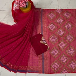 হাফ সিল্ক ব্লক প্রিন্ট কাপল সেট