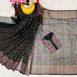 হাফ সিল্ক ব্লক প্রিন্ট কাপল সেট