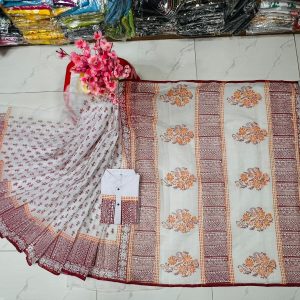 হাফ সিল্ক ব্লক প্রিন্ট কাপল সেট