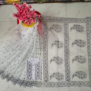 হাফ সিল্ক ব্লক প্রিন্ট কাপল সেট