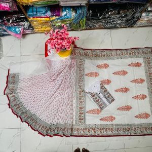 হাফ সিল্ক ব্লক প্রিন্ট কাপল সেট