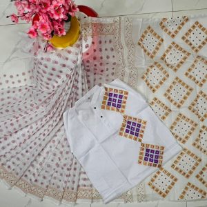 হাফ সিল্ক ব্লক প্রিন্ট কাপল সেট