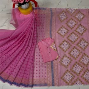 হাফ সিল্ক ব্লক প্রিন্ট কাপল সেট