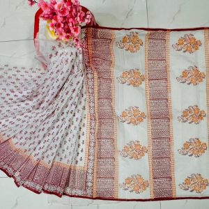 হাফ সিল্ক ব্লক প্রিন্ট শাড়ি কালেকশন