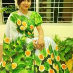 হাফ সিল্ক হ্যান্ড প্রিন্ট শাড়ি