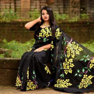 হ্যান্ড প্রিন্ট শাড়ি