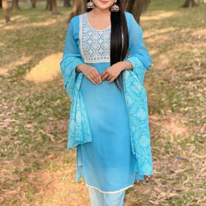 ❤️জর্জেট চুন্দ্রি ওড়না থ্রি -পিস❤️