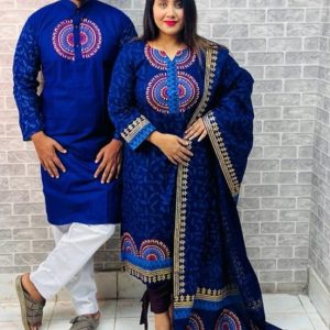 সেলাই করা হ্যান্ড প্রিন্ট ৩ পিস কাপল সেট