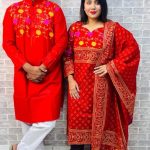 হ্যান্ড প্রিন্ট ৩ পিস কাপল ড্রেস সেট