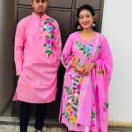 হ্যান্ড প্রিন্ট ৩ পিস কাপল ড্রেস সেট