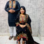হ্যান্ড প্রিন্ট ৩ পিস কাপল ড্রেস সেট