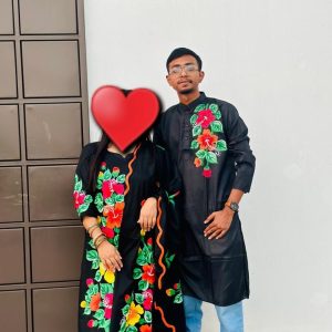 হ্যান্ড প্রিন্ট ৩ পিস পান্জাবী কাপল ড্রেস সেট